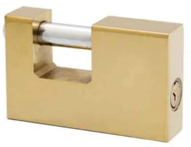 CABLEPELADO Candado de latón macizo rectangular, Candado de seguridad rectangular, Candado de latón Dorado, 90 mm, Dorado, Material Latón Macizo, Incluye 2 llaves