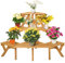 Outsunny Scaletta Portavasi in Legno Angolare con 3 Mensole, Scaffale Porta Piante da esterno, Fioriere per Balconi Arredamento da Giardino e Casa, 96x64x61cm