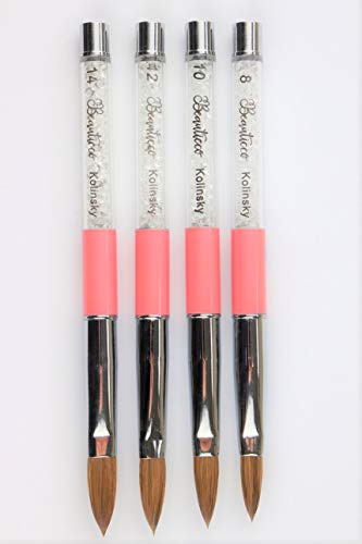 Acrylic Nail Brush Set, 3Pcs Acrylic Powder Nail Brushes for Acrylic Application, Nail Art Brush for 3D Carving & Detailing Design, Nail Extension Manicure Tool, Size 8/10/14, Black(Size 8 only)