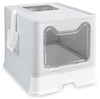 BingoPaw Bac Litière Chat XXL: Maison de Toilette pour Chats Anti Odeur Caisse Litière Fermée Grande Taille avec Filtre Tiroir et Pelle 51 x 41 x 38 cm