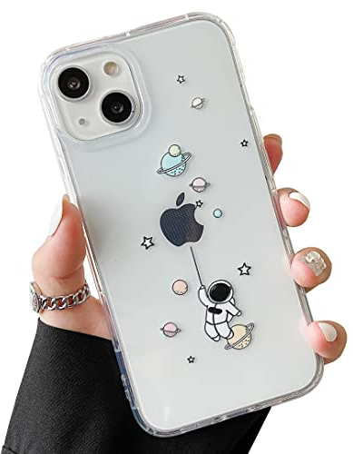 ZTOFERA Compatible with iPhone 13 Clear Case, 6.1-Inch, Silicone Protective Bumper Case Planet Star Space Pattern Girls Boys Slim Transparent Shockproof Phone Cover for iPhone 13, Astronaut