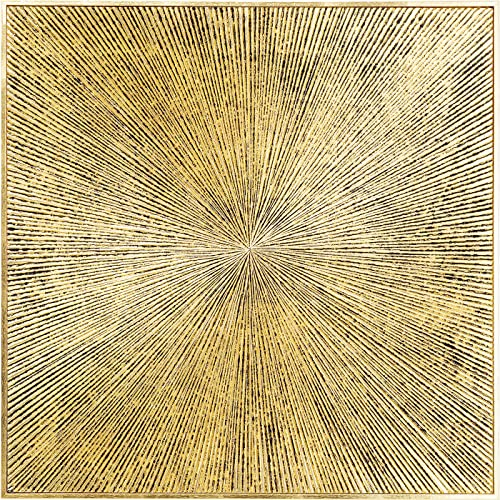 Kare Design Objektbild Illumino Gold, Massivholz Rahmen, Groß, quadratisch, Wandbild, Antikgold, Wanddekoration, Leinwand, Abstrakt, Modern, Wohnzimmer, Schlafzimmer, Flur, 80x80x4cm