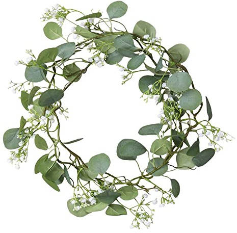 Aisamco Aramco Künstliche Silberdollar Eukalyptusblätter Mix Gypsophila Garland Gefälschte Hängende Eukalyptusblatt Baby Breath Blume Girlande 1,7 m lang für Mittelstücke Dekoration