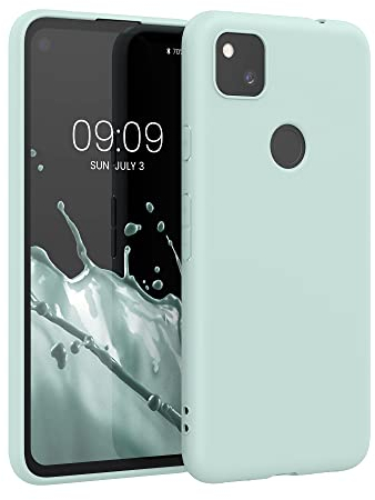 kwmobile Hülle kompatibel mit Google Pixel 4a Hülle - weiches TPU Silikon Case - Cover geeignet für kabelloses Laden - Cool Mint