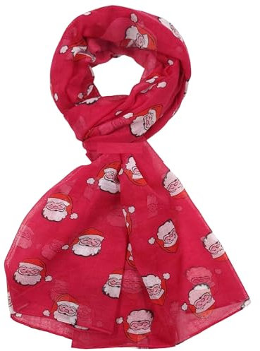 GFM® Schal mit Weihnachtsmotiv – Weihnachtsmann, Schneemann, Stechpalme, Rudolph (CHRISSCF-1), SNT-12-CRTGLB-Pink, 42