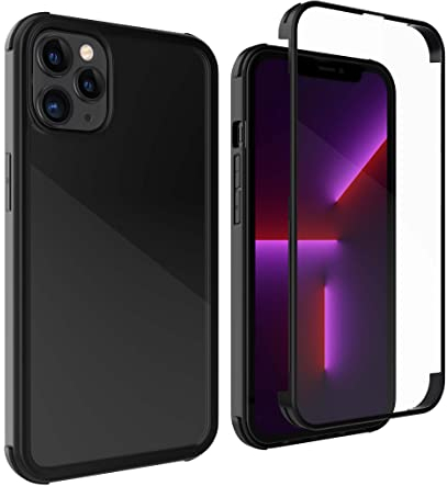 MyGadget 360 Degree Full Cover Case compatible with Apple iPhone 11 Pro - Back and Front Built-In Screen Protector - Fullbody Bumper Protection in Black