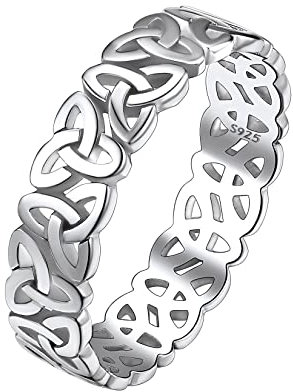 Suplight Keltische Dreifaltigkeitsknoten Ring Silber 925 Daumenring Mädchen weissgold Triquetra Trinity Knot Fingerring Verlorbungsring Keltischer Schmuck, 60