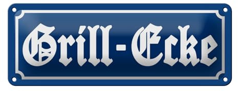 Femer Blechschild Grill-Ecke 27x10cm Garten Grillschild Dekoration