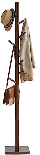 YMYNY Portemanteau en Forme d'Arbre, Portant à Vêtements en Bois Massif, Hauteur 176CM, Support sur Pieds avec 8 Crochets, pour Manteaux, Chapeaux, Sacs, pour Entrée, 29×29×176CM Marron HCR002H