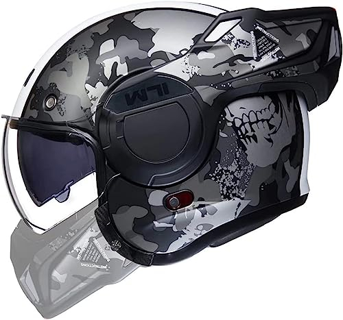 ILM Motorradhelm Integralhelm Klapphelm Fullface Helm Herren Damen ATV UTV mit 180° Umkehrbarer Kinnschutz ECE Model-B707,Camouflage, M