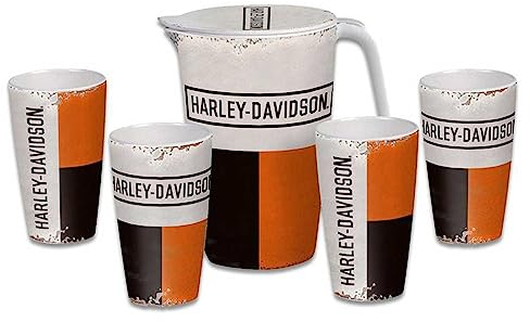 Harley-Davidson Set di brocche in stile retrò, include brocca e bicchieri da 4 pinte