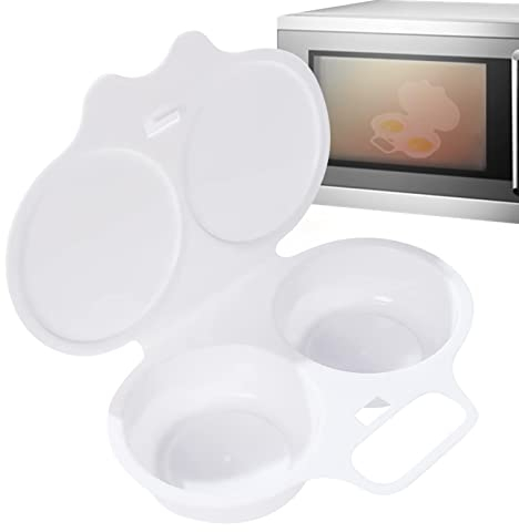 FOCCAR Mikrowellen-Eier-Pochierer, Mikrowellen-Eier-Dampfgarer, für 2 Eier, Mikrowellen-Eierkocher, Dampfgarer für Zuhause, spülmaschinenfest