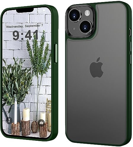 WXX for iPhone 14 Case,for iPhone 13 Case Translucent Matte Phone Cover Shockproof Frosted Military Grade Drop Protection Anti-Fingerprint Compatible with iPhone 14/13 6.1 inch Matte Green