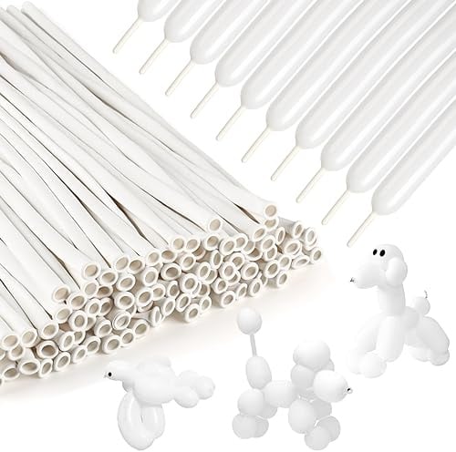 Voircoloria 100Pcs 260 Long Balloons Twisting Animals Modeling, White