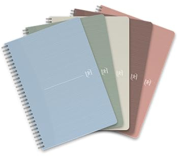 Oxford Spiral-Notizbuch A5 liniert, 180 Seiten, My Rec’Up, aus recycelten Papp-Bechern, 5 aus 6 Farben, 5 Stück