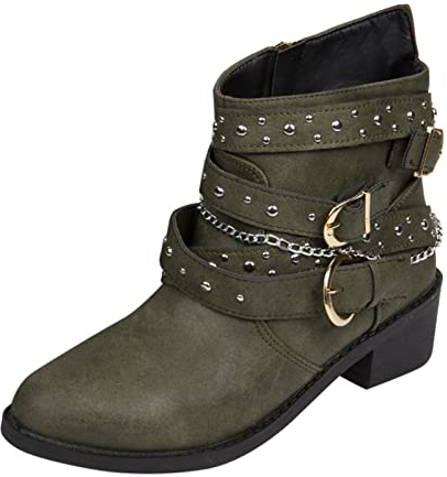 Kobilee Stivali Western Donna Biker Vintage Stivali Equitazione Anfibi con Tacco Camperos Texani Invernali 38 Stivaletti Camoscio Pelle Stivali Cowboy Stivali Texani Bassi Corti