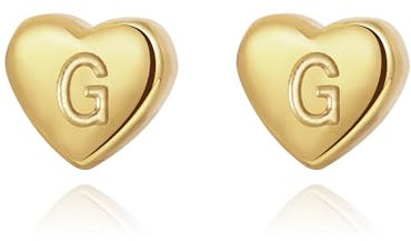 Joo&Rind Herz Ohrringe Gold mit Buchstaben 18K Vergoldet Ohrstecker Ohrringe Damen Edelstahl Hypoallergene Wasserfeste für Frauen Schmuck Geschenke