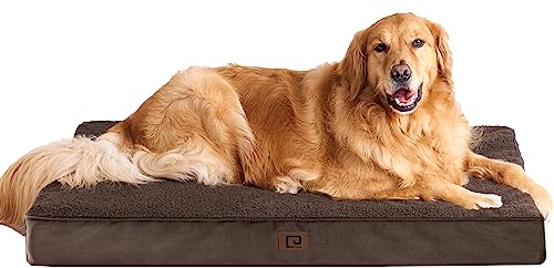 EHEYCIGA Orthopedic Extra Large Dog Bed Mattress XXL with Removable Washable Cover for Crate, Brown