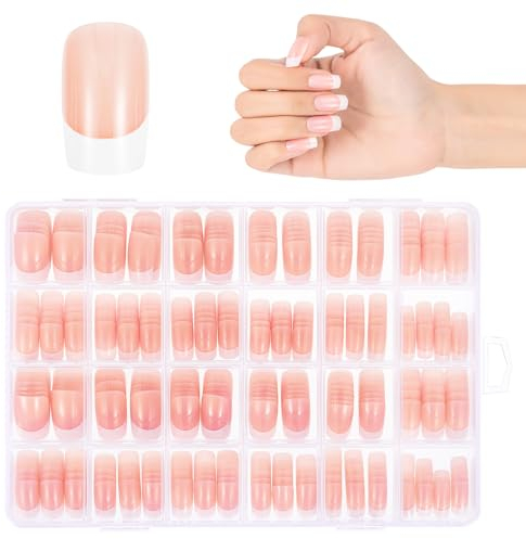 JSRQT 360 Stück Künstliche Nägel French Nails Medium Rechteckig Falsche Fake Natürliche DIY False Tips mit Nagelfeile Press on für Damen und Frauen