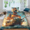 OPSREY Pirate Ship Bettbezug Zip-Verschluss Steppdeckenbezug Verstecktes Scharnier Bedding Sets Waschbar Meer Bettdeckenbezug Luxuriös Bettwäsche Set Single（135x200cm）