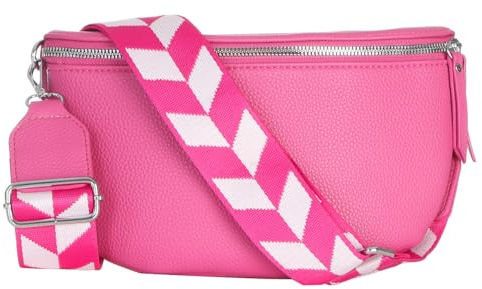 Sac banane élégant pour femme - Sac banane - Sac à bandoulière avec sangle réglable - 25 cm - Rose - Petit - 23 x 14 x 7 cm, Rose, Klein 23 x 14 x 7 cm, Sac banane