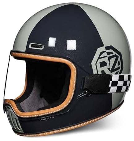 Retro-Integralhelme Motorradhelm Motorrad Scooter Retro Classic Crash Racing Touring ECE-geprüfter Helm,Atmungsaktiv und Warm für Erwachsene Männer Women K,L