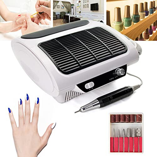 Ponceuse à ongles électrique 3 en 1 avec aspiration, aspirateur à ongles avec 6 forets à ongles, lampe LED à 360 °