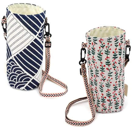KLEHOPE getränkehalter umhängen - Verstellbarer Schultergurt flaschentasche für Outdoor, Fitness & Reisen - Leichtes Tragegefühl, Wasserflasche praktisch griffbereit(2 Stück)