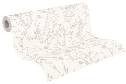 A.S. Création Tapete Floral Weiß Grau - Wandtapete 395464 - hochwertige Vliestapete für Schlafzimmer - 10,05m x 0,53m - Made in Germany