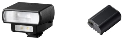 Panasonic LUMIX DMW-FL200L Externes Blitzlicht schwarz & DMW-BLK22E Aufladbarer Lithium Ion Akku, 7.2V, 2.200 mAh (für LUMIX Digitalkamera: DC-S5, G9, GH5, GH5S)
