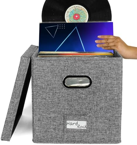 Schallplatten Aufbewahrung Für Bis Zu 50+12-Zoll-Alben, Vinyl Schallplatten Aufbewahrung, Lp Box, Stapelbare Schallplattenbox Aus Stoff Mit Deckel Und Griffen Für Umzug, Büro, Schrank, -Organizer