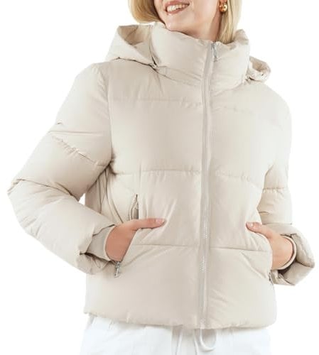 PUFFIT Damen Winter Jacke mit Kapuze Warmer Wasserdicht Winterjacke Steppmantel Female Jacken