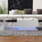 KOMHTOM Table Basse Blanche avec Plateau en Verre et Plateau Brillant, Table d'appoint LED avec tiroir Table Basse Moderne Meubles de Salon (Blanc)