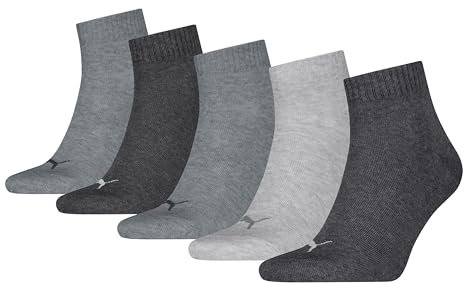 PUMA QUARTER PLAIN 5P, Calzini Unisex - Adulto, Anthraci/l Mel Grey/m Mel Grey - New, 39-42