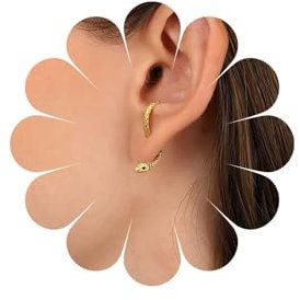Inateannal Schlange Ohr Jacke Ohrringe Gold Schlange Baumeln Ohrringe Punk Schlange Ohrstecker Ohrringe Tier Schlange Ohrringe Schlange Vorne Zurück Ohrringe Halloween Schlange Schlange Ohrringe