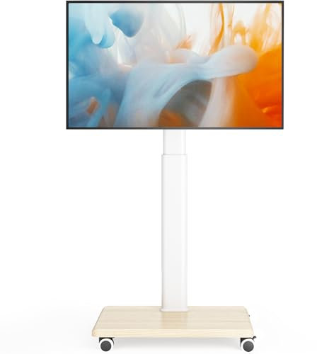 Supporto mobile per TV da 27 a 65 pollici, carrello portatile per TV su ruote, supporto da pavimento universale alto con supporto girevole, regolabile in altezza, supporto per angolo letto, esterno.