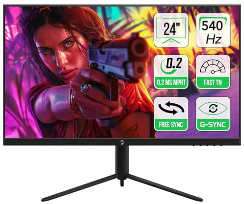 GAMEPOWER Lucid S20 24 Zoll Gaming Monitor, 540 Hz, Full HD 1080p, 0,2 ms, Fast TN, HDR400, 400 cd/m², Adaptive Sync, HDMI 2.1 & DP 1.4, Pivot, RGB, Dual-Lautsprecher