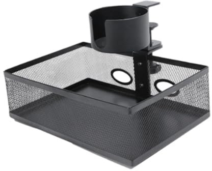 Folpus Caja de almacenamiento con bandeja para servir con portavasos que gira 360 grados, práctico organizador de escritorio con abrazadera para