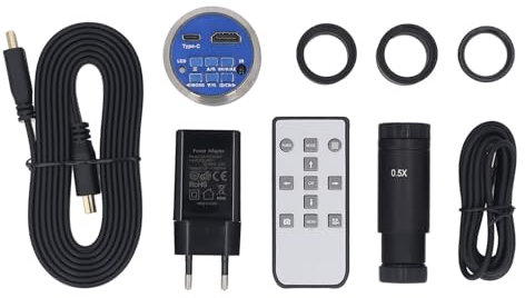 Cámara de Microscopio 4K HD Cámara Industrial de Video Digital Interfaz Multimedia HD Grabación con Zoom Digital con Control Remoto para Microscopios Industriales (Enchufe de la