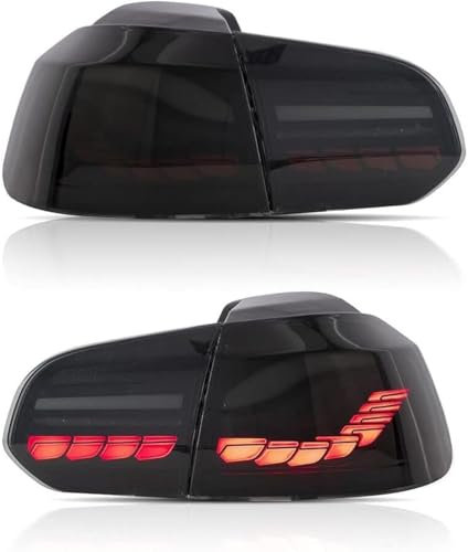 RUIHAHA Auto Rückleuchten für VW Golf6 MK6 2010–2014 Rücklicht Montage Heckleuchte Rückleuchte Hintere Bremsleuchte Hinten Stop Indicator Light Ersatz Einbauteile