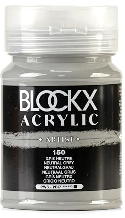 Blockx 65150BXC - Dose 500ml, feine Acrylfarbe, Acrylic Artist, deckend und satiniert, PW 6/PBI 7 Neutralgrau, 1 Stück