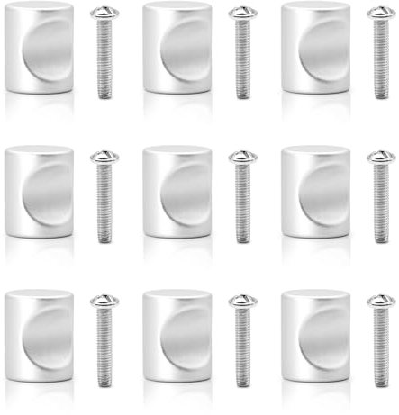 Dreamark Silber Schubladengriffe, 9 Stück Möbelknöpfe Rund, Metall Türknöpfe, Schubladenknöpfe und Schrankknöpfe, für Schränke, Kommoden und Schubladen, Möbelgriffe mit Schrauben