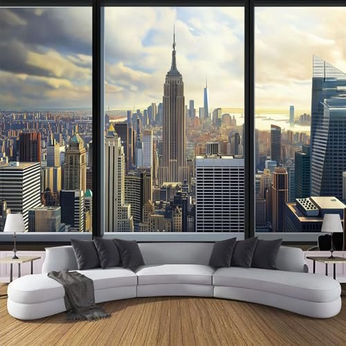 MIATCENRT Papier Peint Panoramique 3D, New York Ville, Adulte Enfant Autocollant Mural, Pour Salon Chambre À Coucher Couloir Moderne Espace Visuel De Paysage Moderne Murale