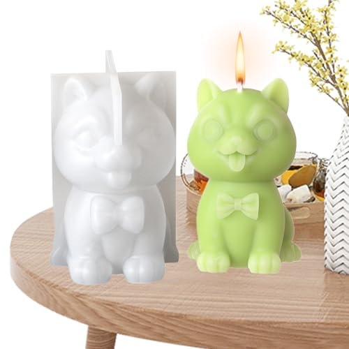 Dog Candle Mold, Cute 3D Animal Silicone Mould for Plaster and Concrete Casting, Silicone Reusable Table Decoration Tool for Crafts and Home Decor Projects, 4.5x4.5x6cm