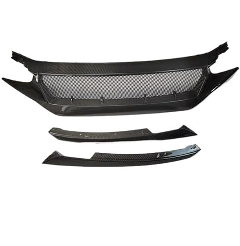 Kühlergrill Für 10th Für Civic FK7 FK8 Type-R Fiberglas Frontschürze Grille Racing Auto FC JS N1 Stil Carbon Faser Dekoration Schwarz Zubehör Grill Front(Carbon Fibre)