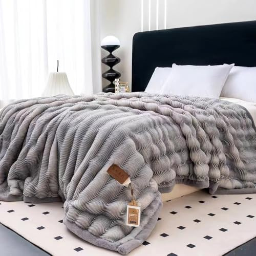 King Size Gewichtete Decke, Warme Nerzdecken Königin Größe Schwere Koreanische Plüsch-Fleece-Decke, 11 Lbs Reversible Raschel-Bettdecke 2-Lagige Decke,Blumendecke Für Tiefer Schlaf,E,200×230cm 5.3kg