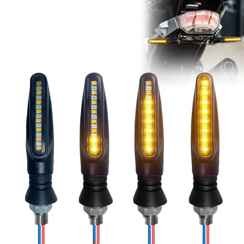Synkris 4 Pièces Clignotant Moto LED 12V Indicateurs de Virage Moto Flowing | Clignotants Mode Étanches Résistant flexible Signalisation pour Scooter Quad Cruiser Tout-Terrain Installation Facile