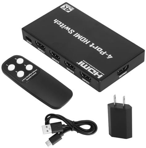 HDMI Switch 4K 30Hz 4 In 1 Out Switcher Automatico HDMI Splitter con Telecomando Compatibile con PS5/4, Xbox, Apple TV, Skybox, DVD