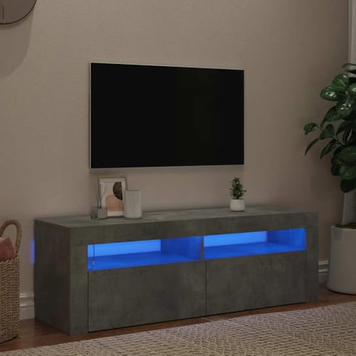 HFXHIJXQ Mobile TV con LED RGB, grigio cemento, 120 x 35 x 40 cm, moderna credenza in legno per Living Room Gaming Setup e camera da letto
