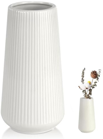 Keramik Vase Groß, Blumenvase Modern, Dekorative Vasen für Pampasgras Deko, Boho Style for Deko Aesthetic, Keramik Vasen für Wohnzimmer Schlafzimmer Büro Dekoration Esstisch